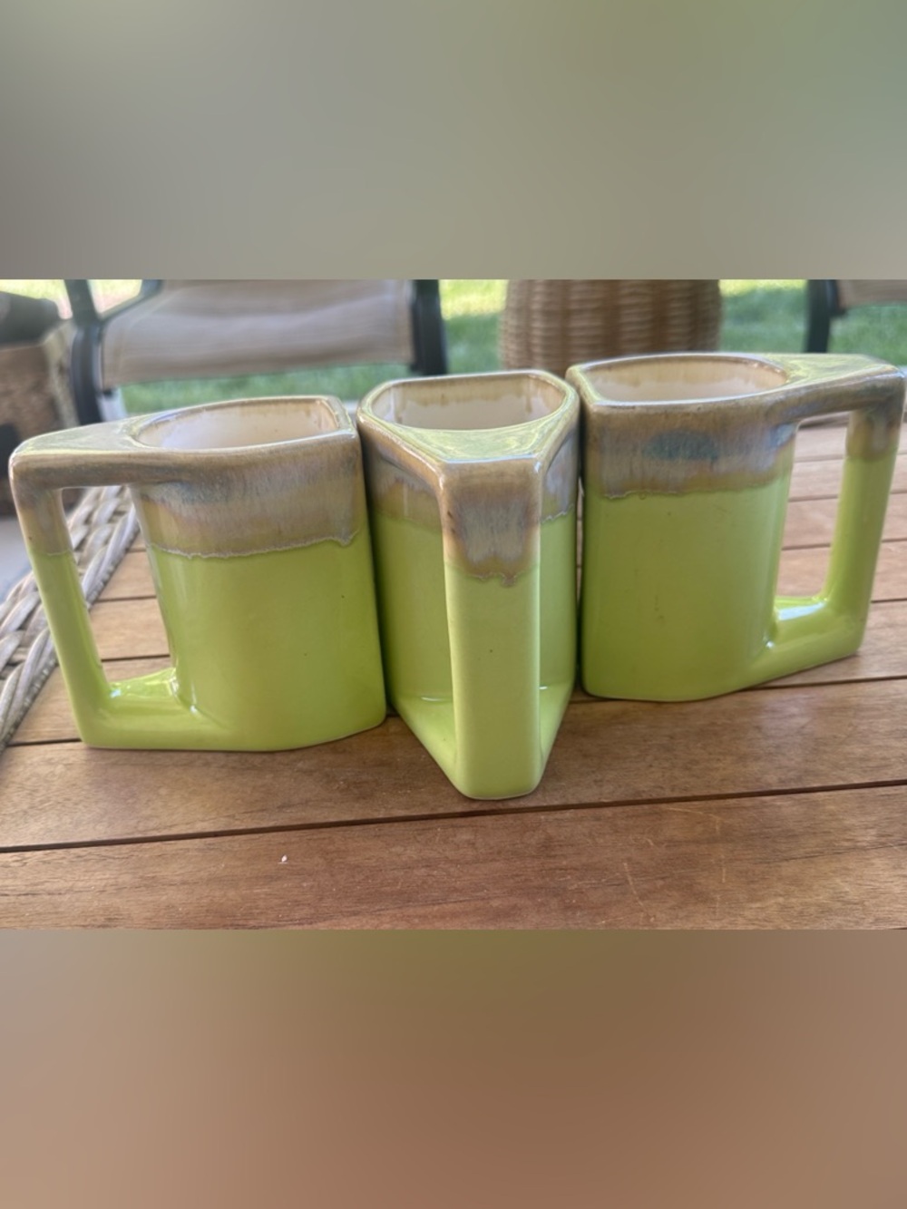 Rodolpho Padilla VTG Mexico Drip Glaze Stoneware Coffee Mugs (3)